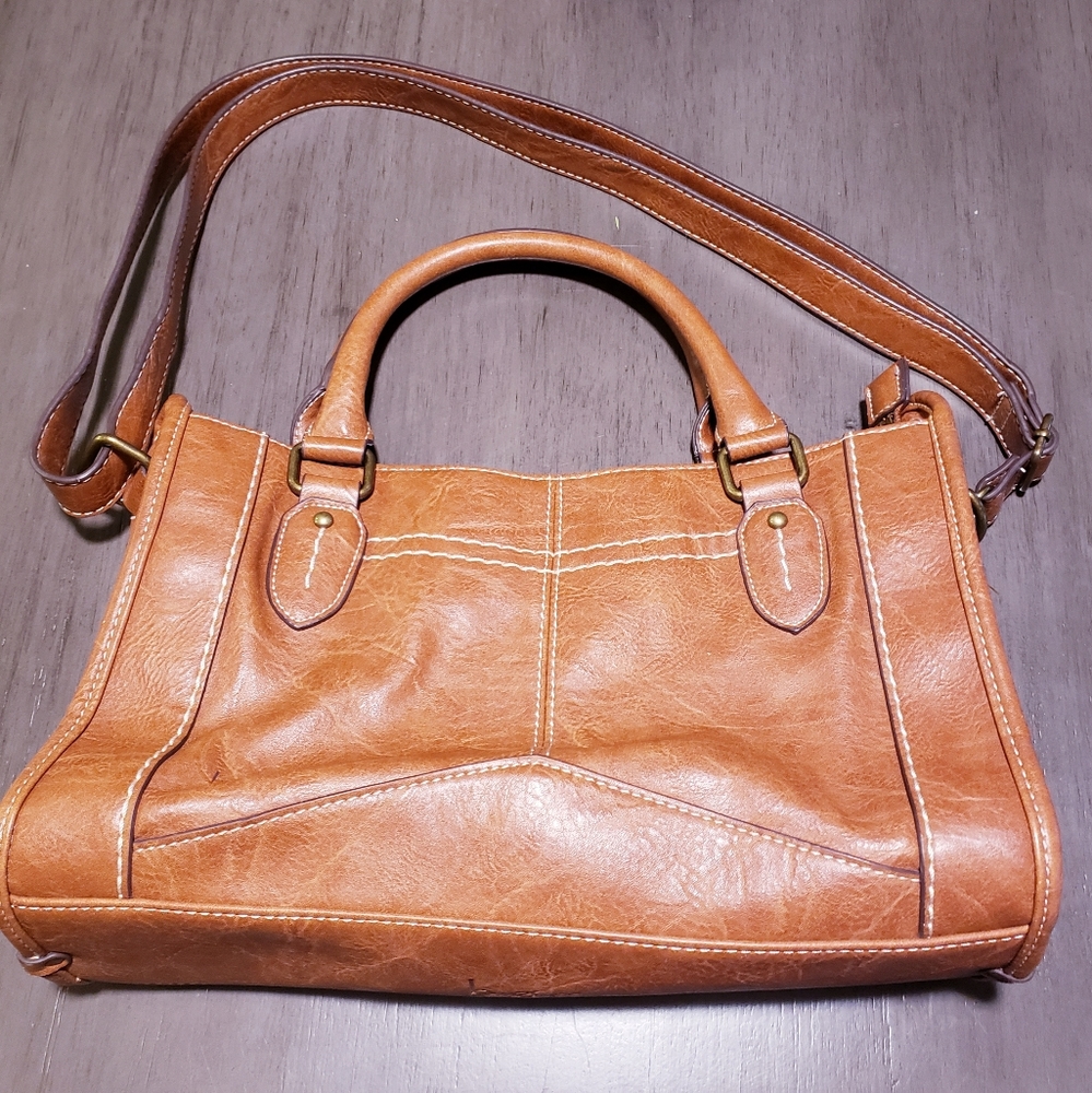 b.o.c Camel Tan Brown Leather Shoulder Bag Purse